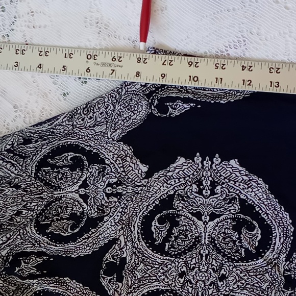 INC International Concepts Petite Paisley Wide Leg Pull On Pants Size P/S Navy - Picture 6 of 11